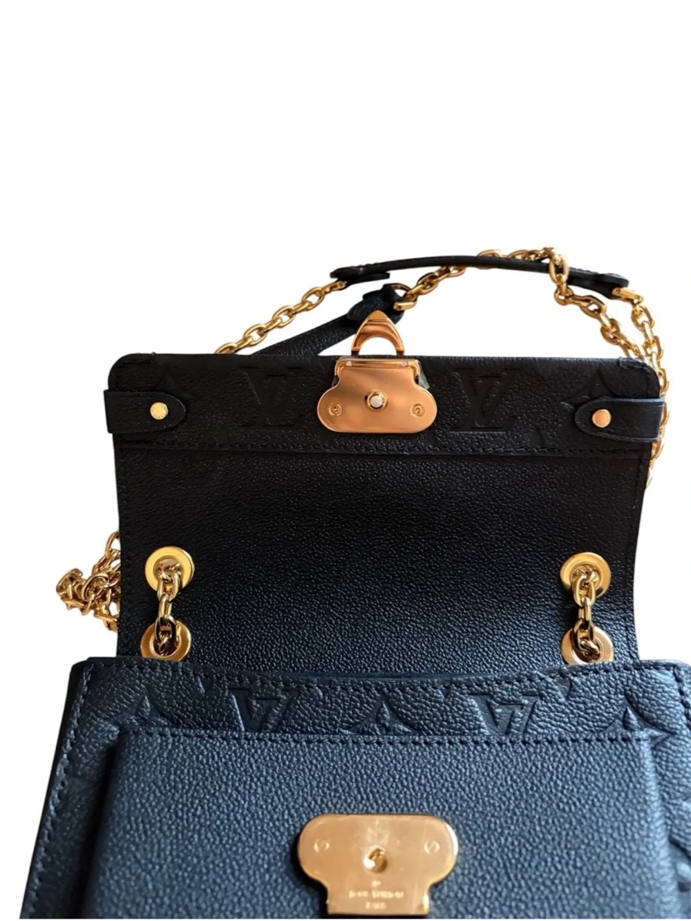 Louis Vuitton Vavin BB Empriente black leather logo bag 2 way strap